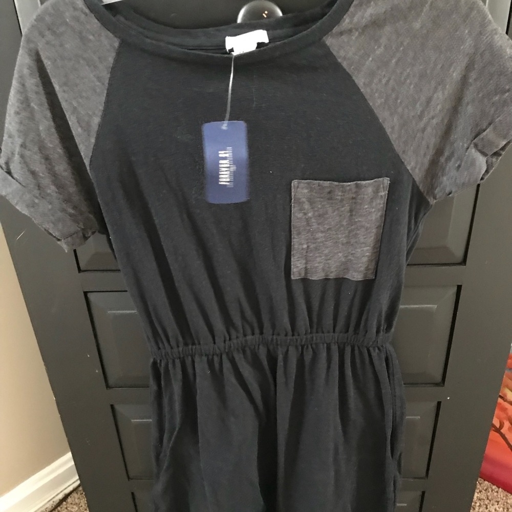 NWT FOREVER BLACK AND GREY SKATER DRESS